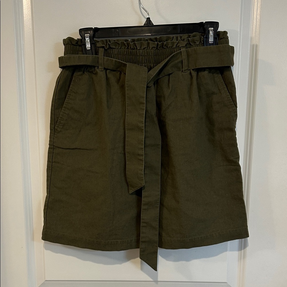 J. Crew Dark Green Tie-Waist Skirt